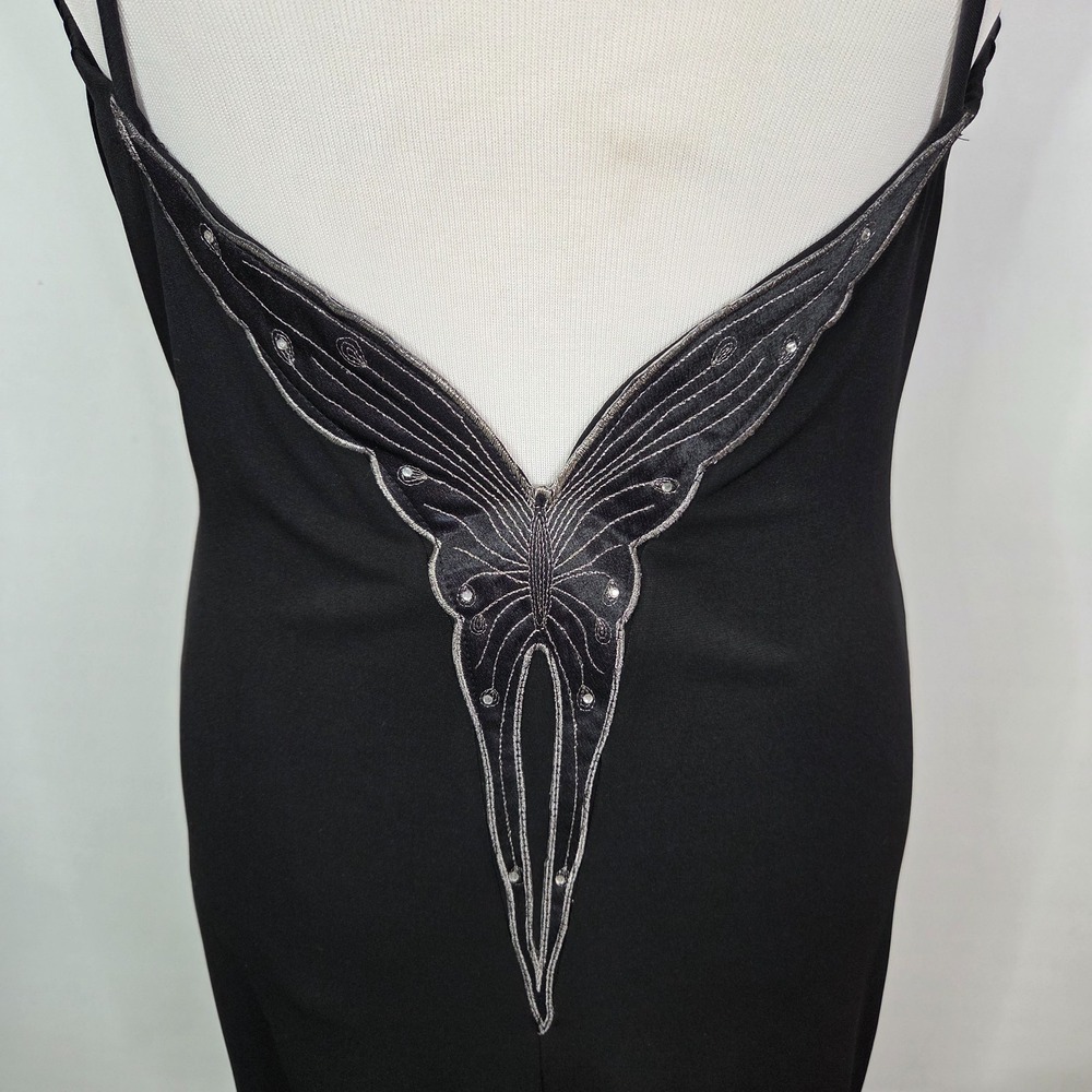 VTG Fredrick's Of Hollywood Mini Dress M Black Butterfly Whimsigoth Y2K Fairy - Picture 3 of 10
